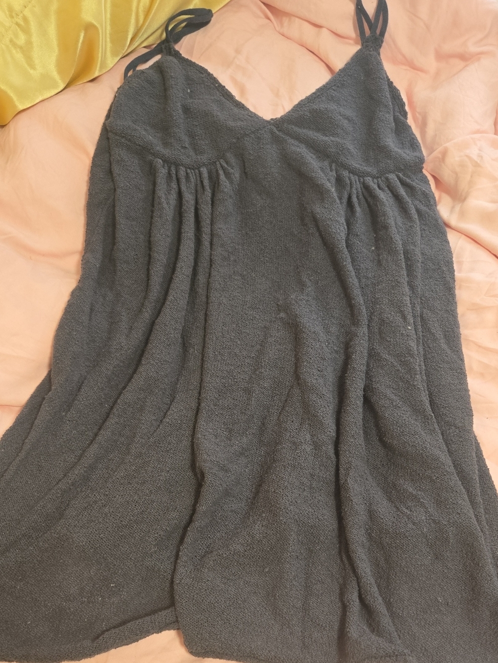 Free People BeachBlack Terry Cloth Spaghetti Strap Slip Dress